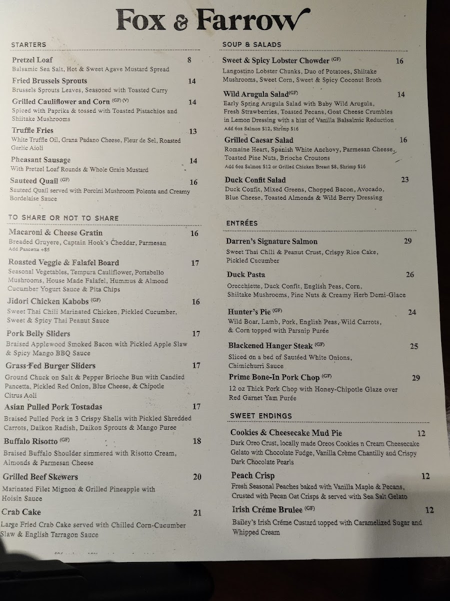 Menu Fox And Farrow-7